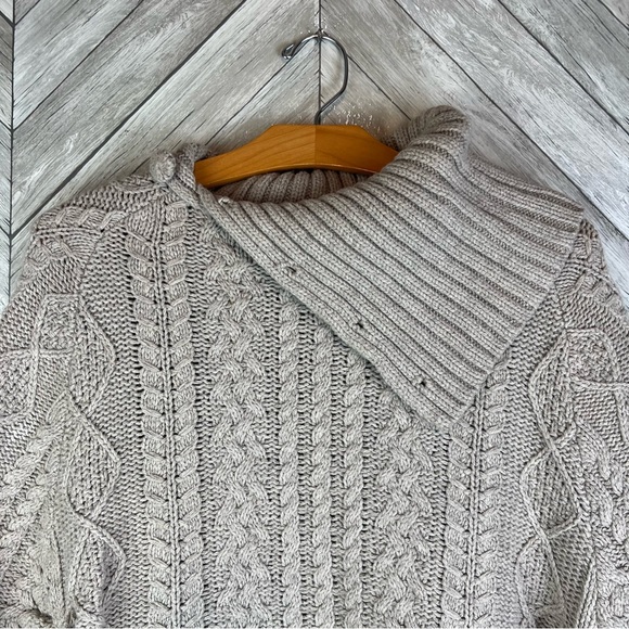Anthropologie Fiets Voor 2 Cape Poncho Cocoon Sweater Cable Knit Medium Large - Picture 2 of 9